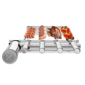 Churrasqueira Inox Gira Grill SEVEFORT Kit Baixo 4 Espetos Giratórios p/ Pré Moldadas