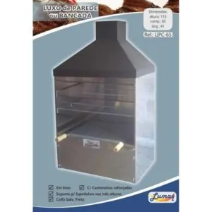 Churrasqueira Inox Luxo Com Coifa Parede Ou Bancada Gourmet 65x41
